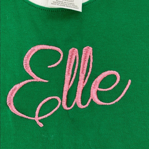 “Elle” Embroidered Monogrammed Long Sleeve Pajama Shirts - Picture 5 of 7